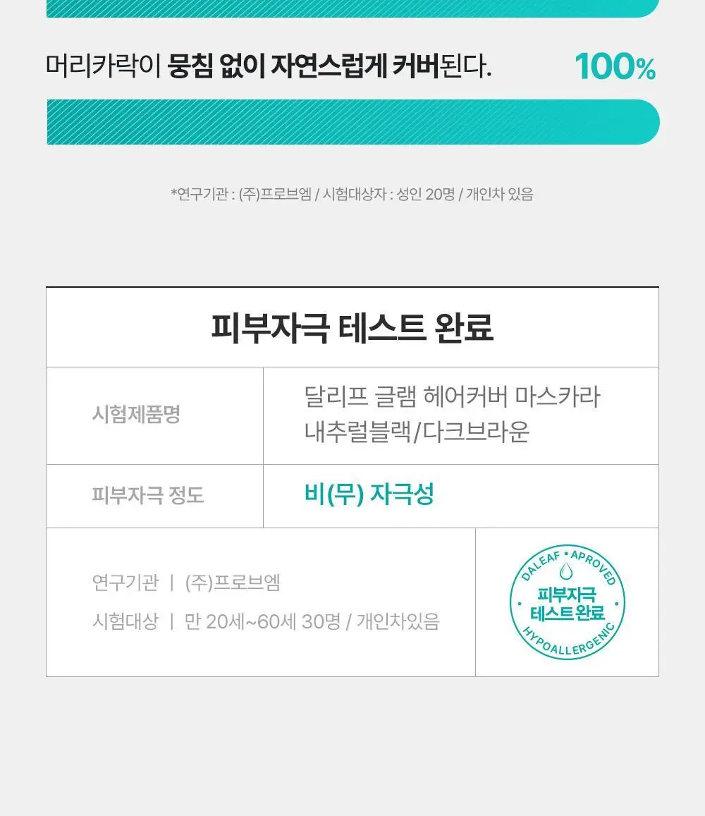 [1초새치커버/스마트프루프] 달리프 글램 헤어커버 마스카라 16g 다크 브라운 기획(+새치마스카라8g 증정) 상세페이지 19